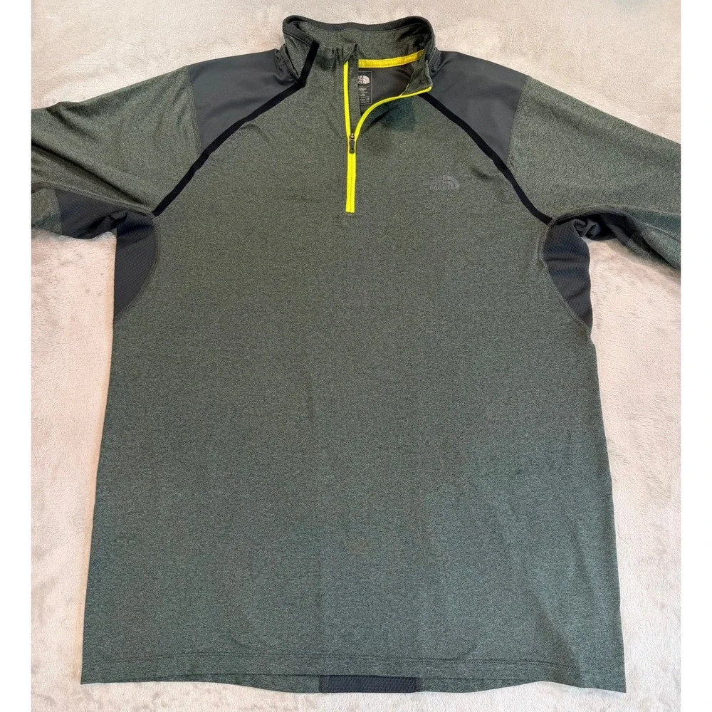 The‎ North Face Mens 1/4 Zip Pullover FlashDry-XD Performance Top Green Large